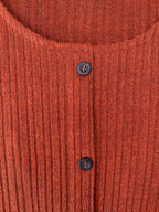 Rust Ribbed Button-Front Sweater Dress