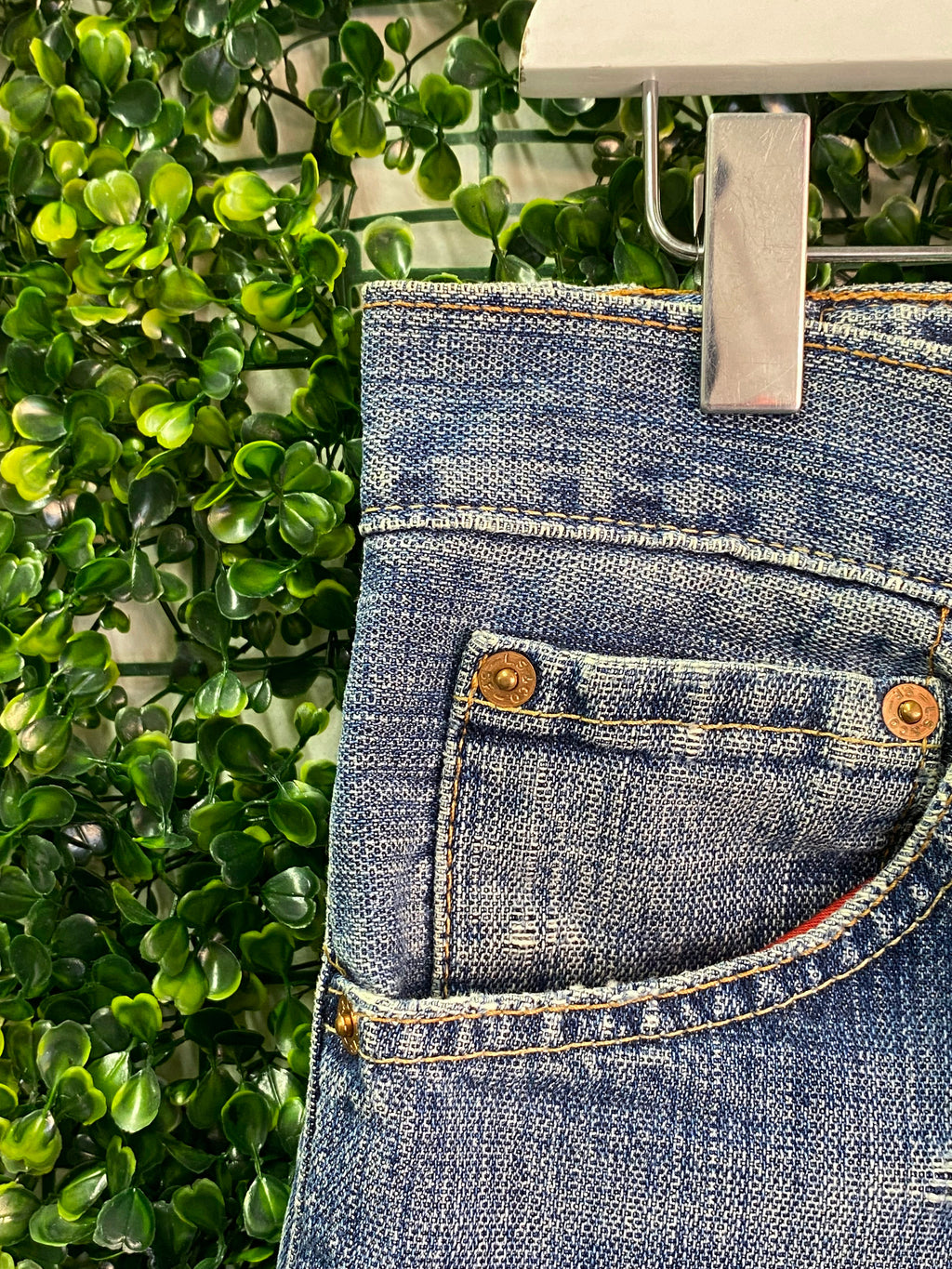 Levi's 507 Distressed Standard-Fit Jeans — detail