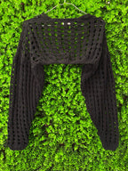 Cotton On Black Open-Knit Cropped Cardigan