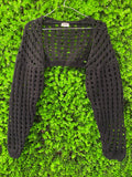 Cotton On Black Open-Knit Cropped Cardigan