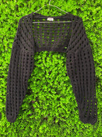 Cotton On Black Open-Knit Cropped Cardigan