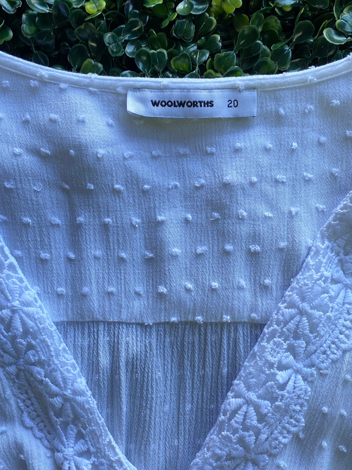 Woolworths White Swiss-Dot Lace-Trim Blouse — brand