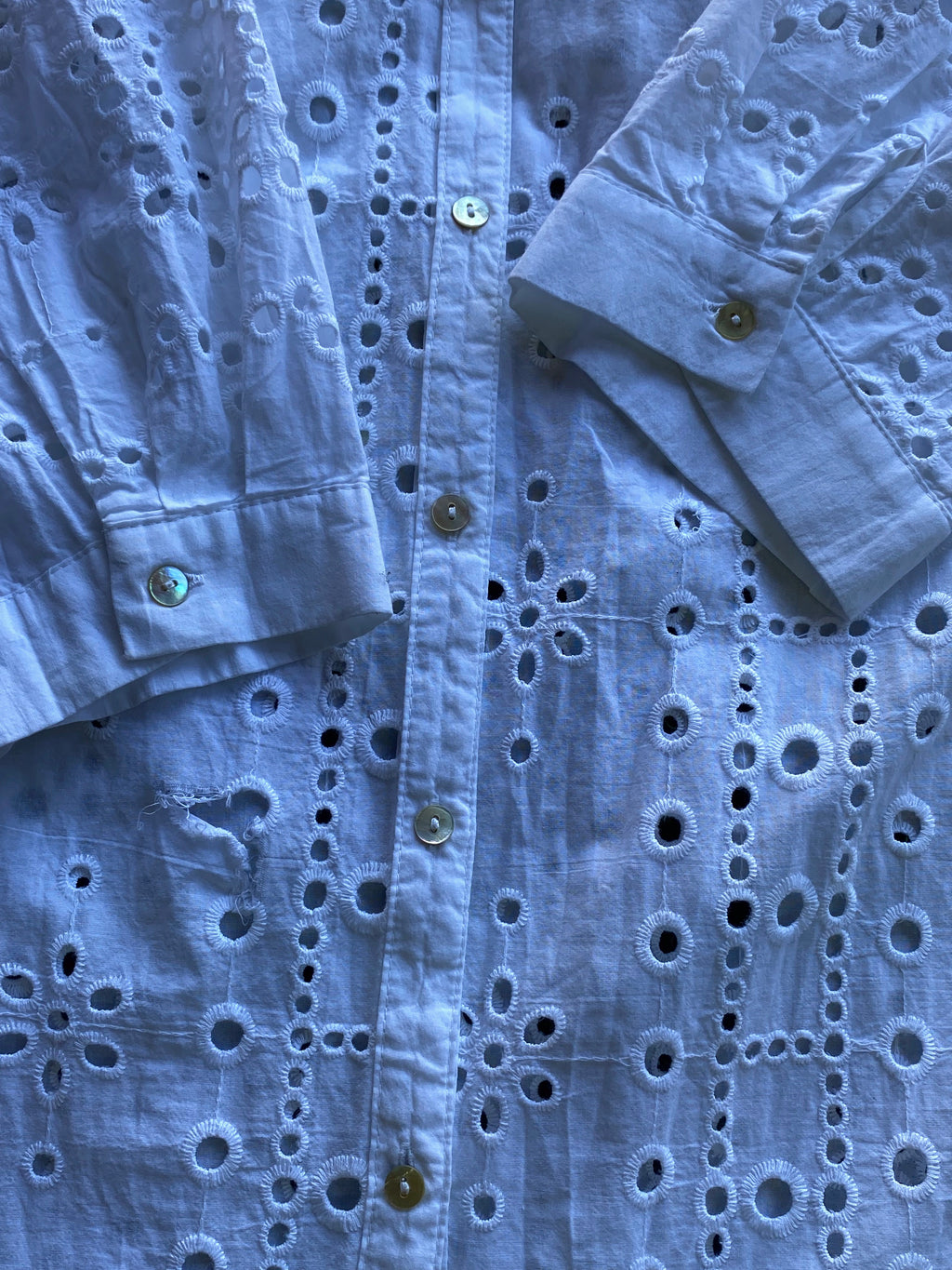 Miss Country White Broderie Shirt Dress — detail