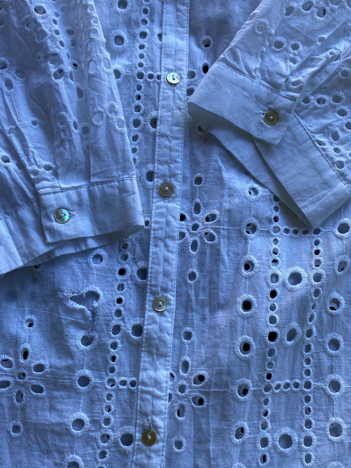 Miss Country White Broderie Shirt Dress — detail