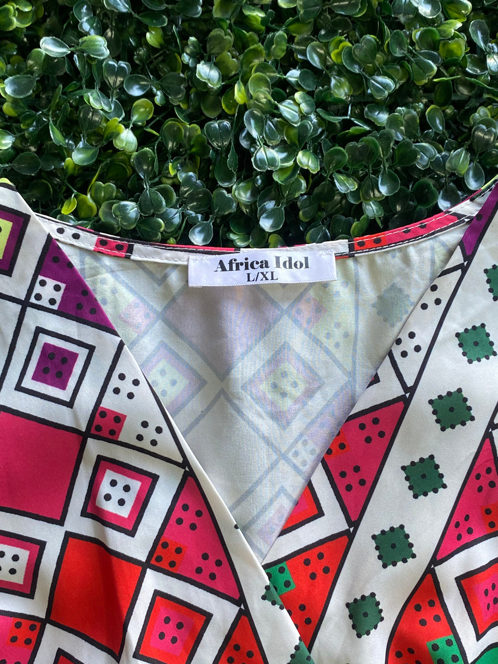 African Idol Multicolour Geometric Wrap Peplum Top — brand