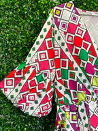 African Idol Multicolour Geometric Wrap Peplum Top — detail