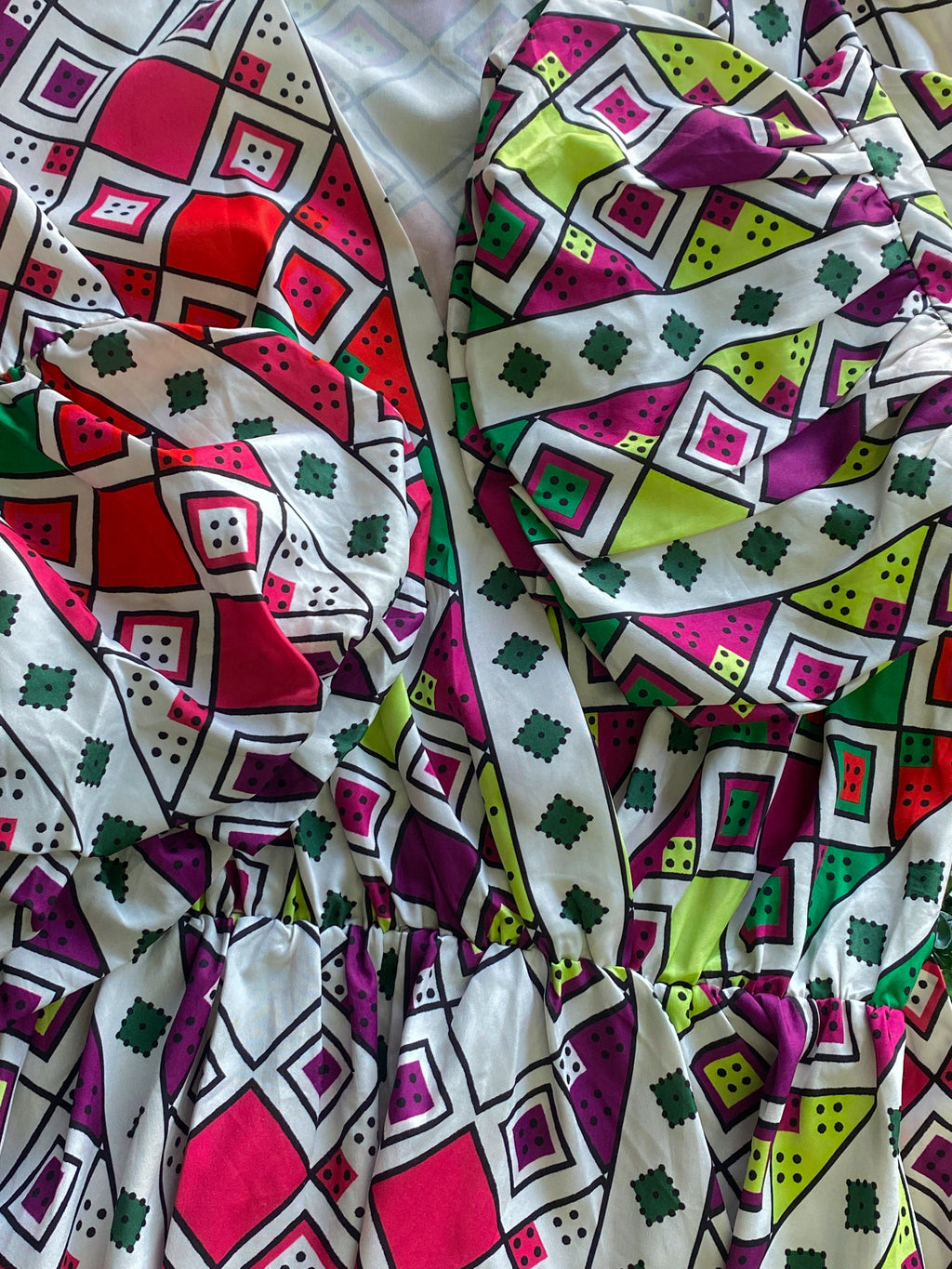 African Idol Multicolour Geometric Wrap Peplum Top — detail