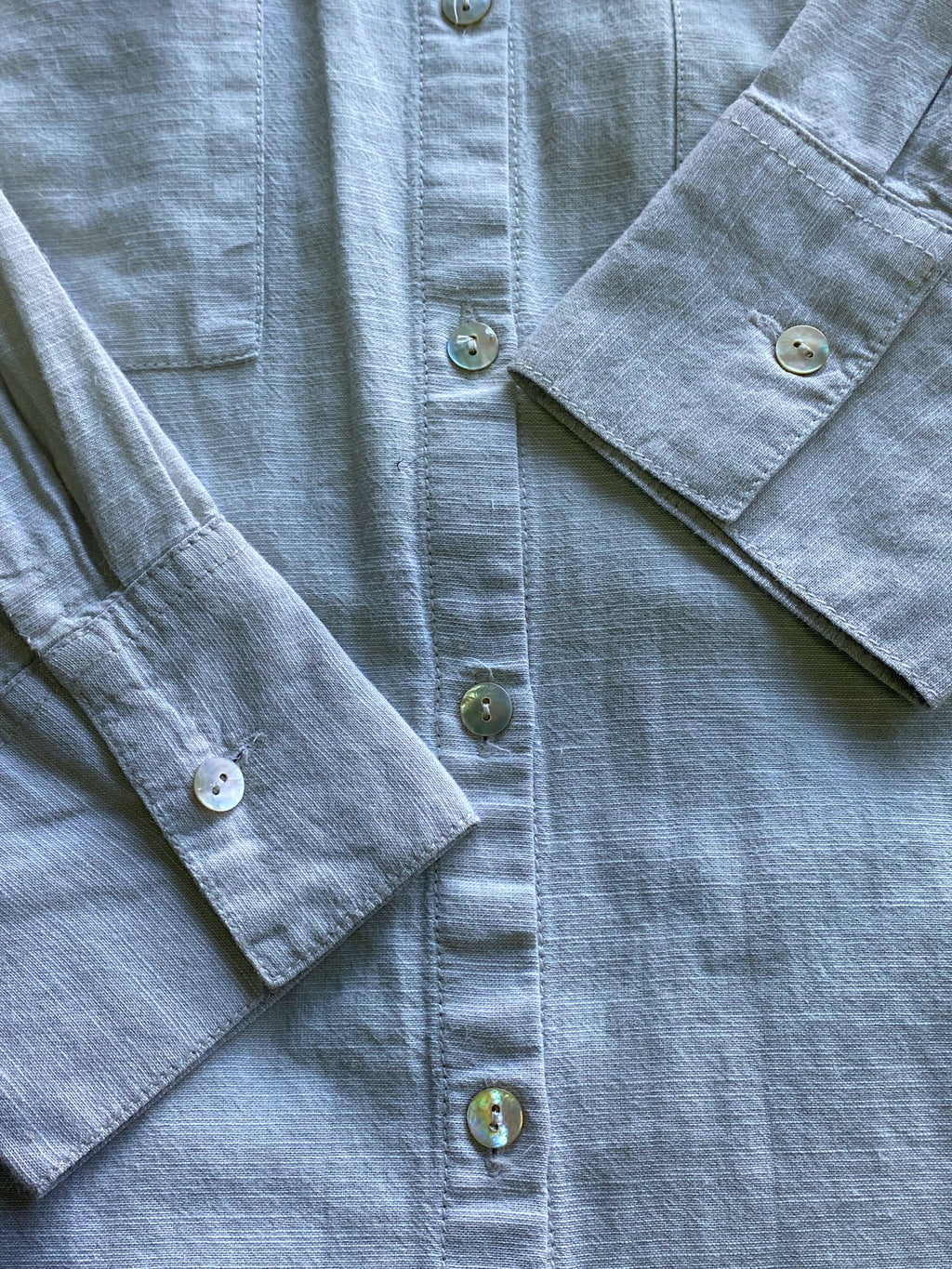 David Jones Ivory Cotton Utility Shirt — detail