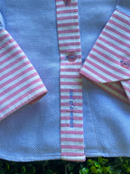 HOC Blue Contrast-Stripe Cotton Shirt — detail