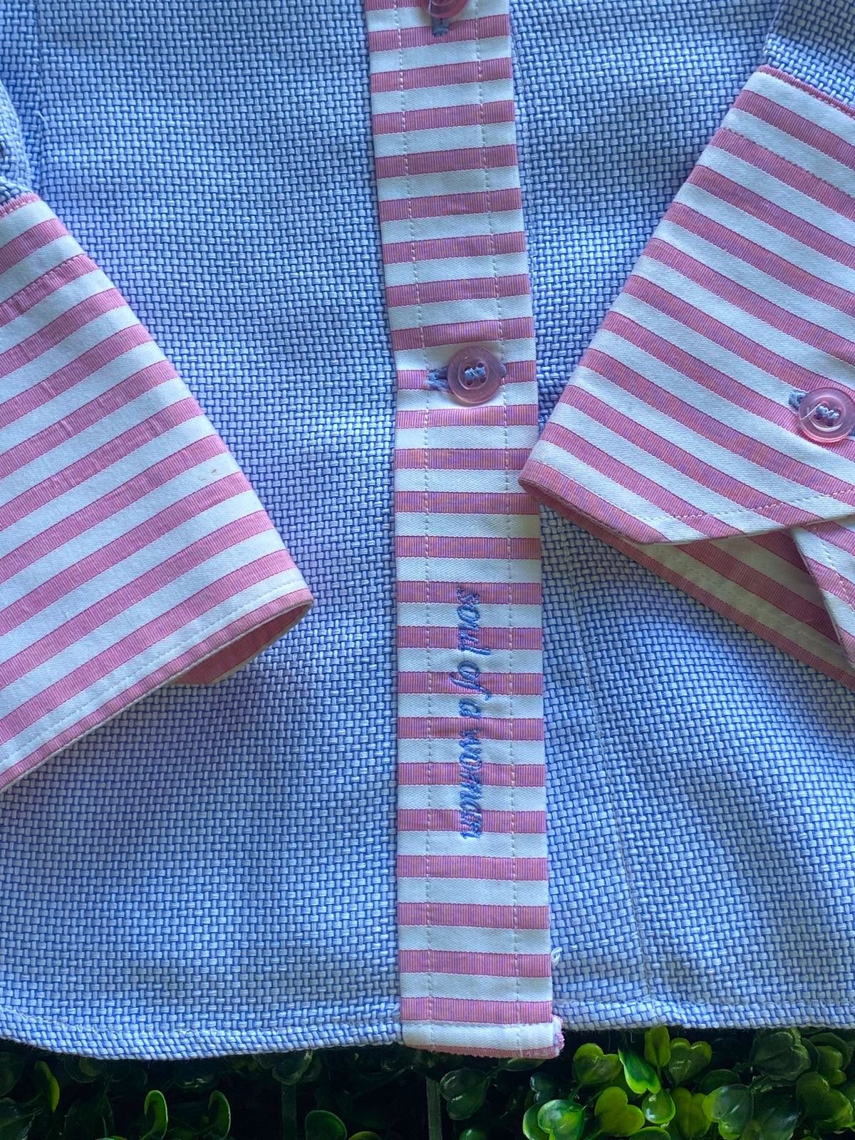 HOC Blue Contrast-Stripe Cotton Shirt — detail