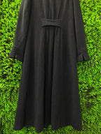 Black Double-Breasted Long Wool-Blend Coat