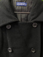 Black Double-Breasted Long Wool-Blend Coat