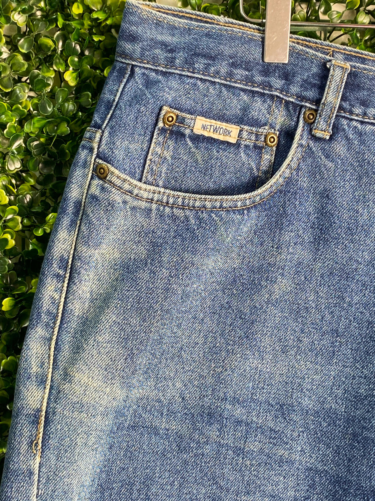Network Mid-Blue Raw-Hem Denim Bermuda Shorts — detail