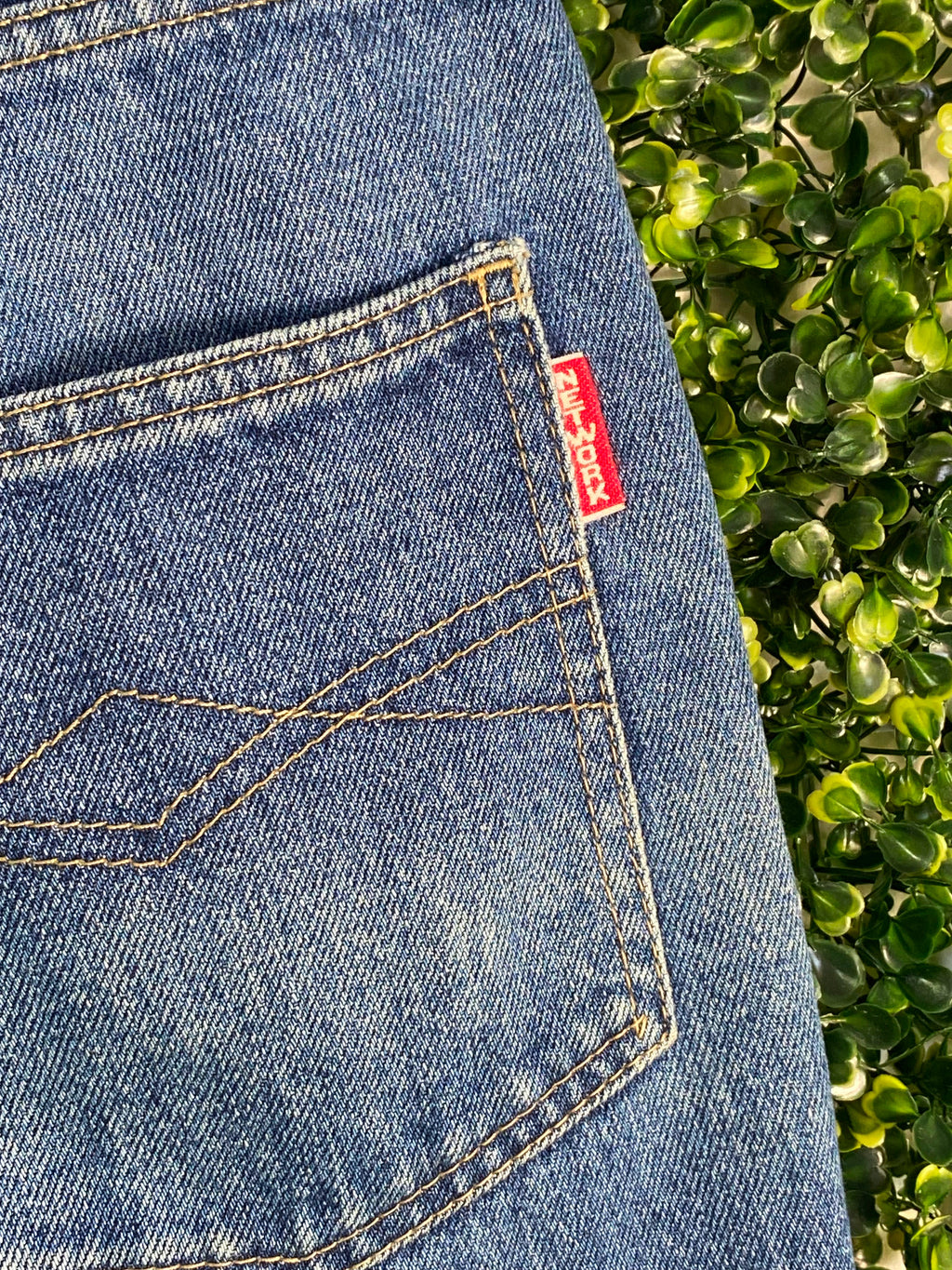 Network Mid-Blue Raw-Hem Denim Bermuda Shorts — detail