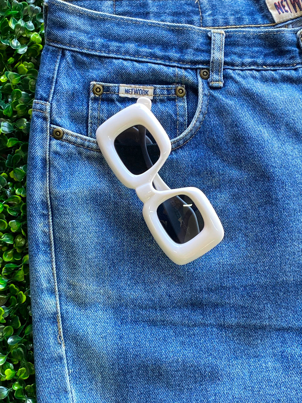 Network Mid-Blue Raw-Hem Denim Bermuda Shorts — detail