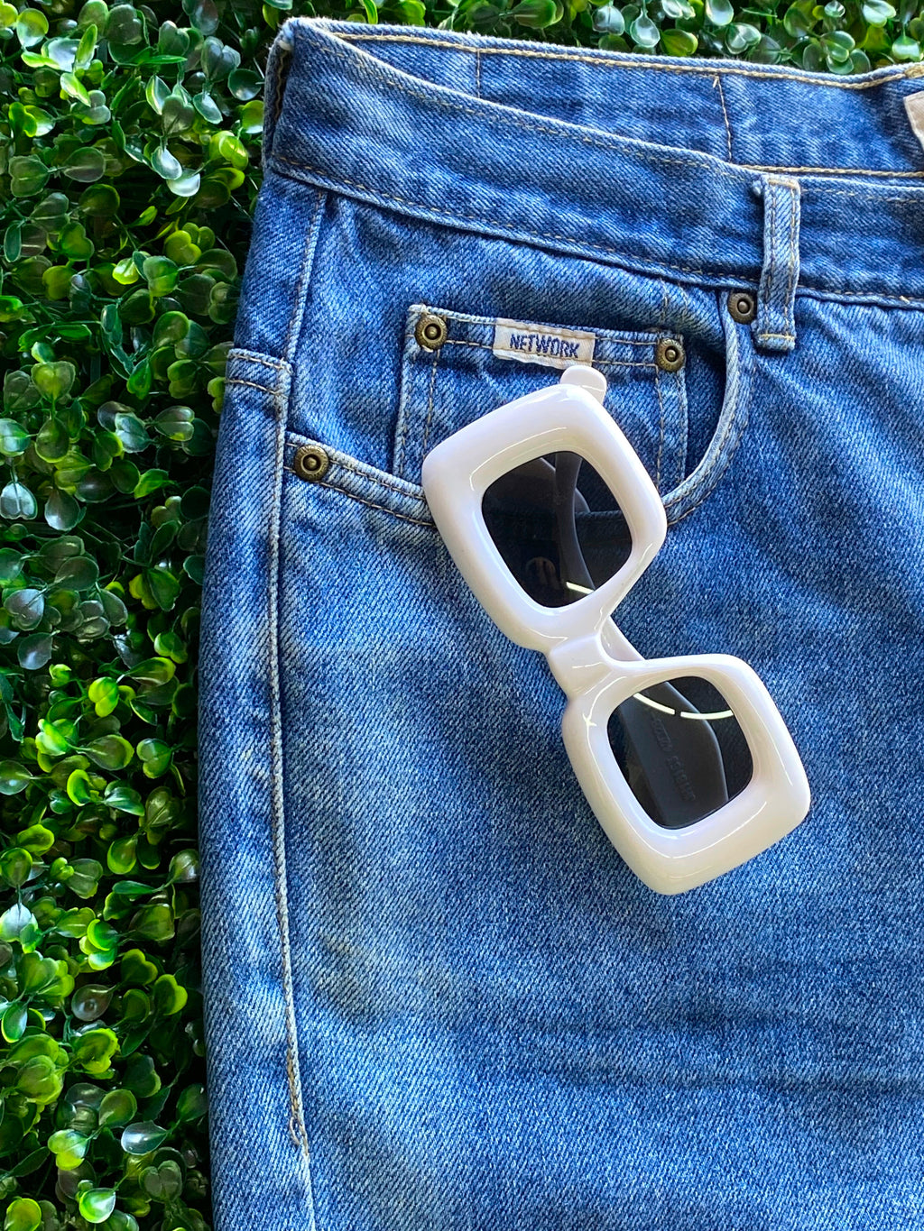 Network Mid-Blue Raw-Hem Denim Bermuda Shorts — detail