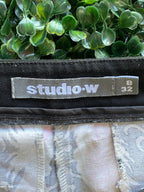 Studio.W Black & Blush Baroque-Print Slim Pants — brand