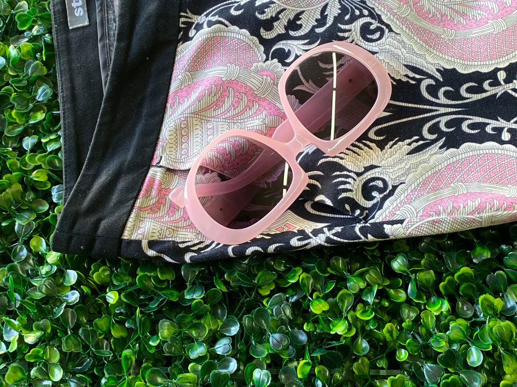 Studio.W Black & Blush Baroque-Print Slim Pants — detail