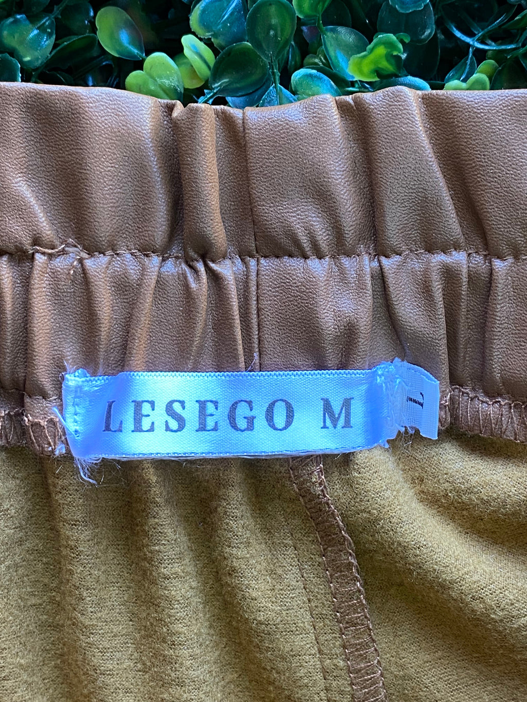 Lesego M Tan Faux-Leather Elastic-Waist Shorts — brand