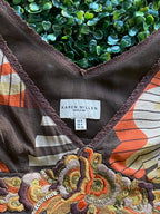 Karen Millen Rust & Brown Silk Embellished Print Dress — brand