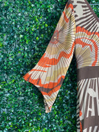 Karen Millen Rust & Brown Silk Embellished Print Dress — detail