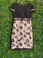 Izzet Candan Black & Cream Floral Lace-Trim Dress — detail