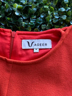 VAGEER Coral Red Silk-Blend Sculpted Midi Dress — brand