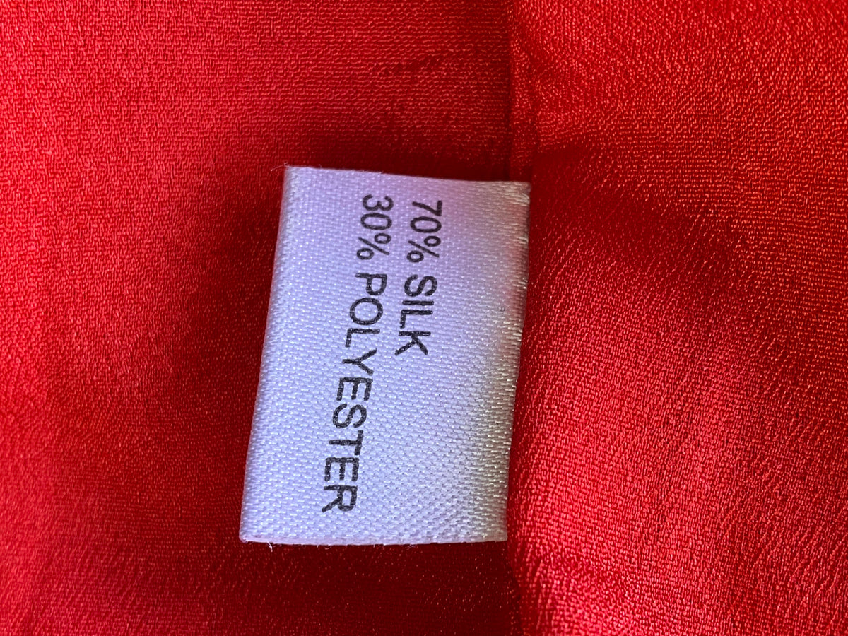 VAGEER Coral Red Silk-Blend Sculpted Midi Dress — care