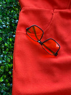 VAGEER Coral Red Silk-Blend Sculpted Midi Dress — detail