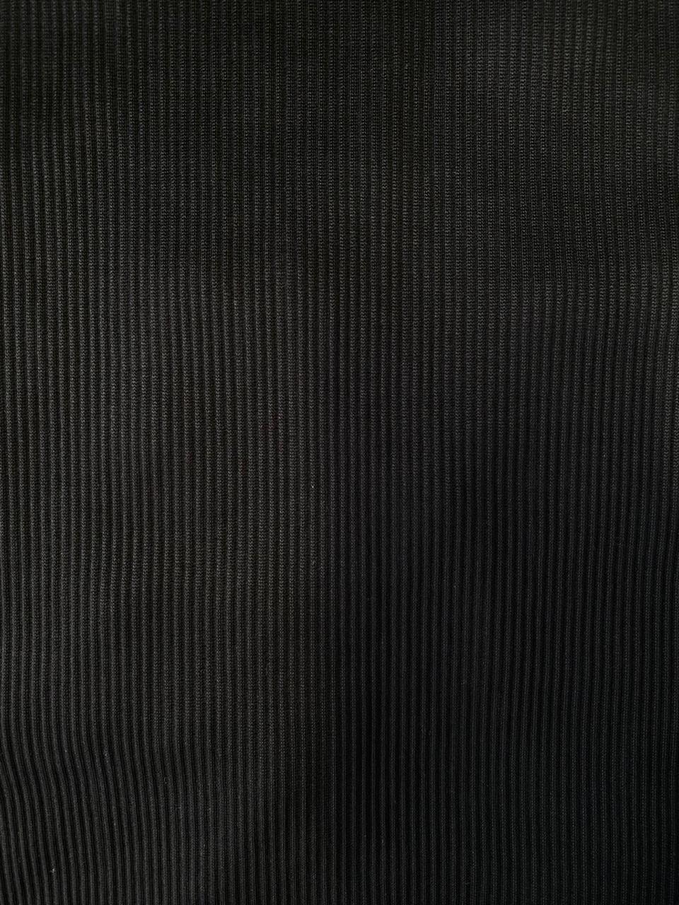 Black Ribbed Cross-Neck Mini Dress