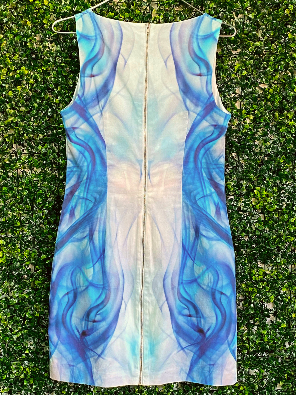 Forever New Blue Watercolour Print Sleeveless Dress — back