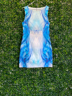 Forever New Blue Watercolour Print Sleeveless Dress — detail