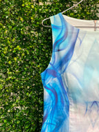 Forever New Blue Watercolour Print Sleeveless Dress — detail
