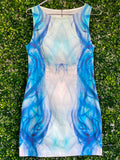 Forever New Blue Watercolour Print Sleeveless Dress — front