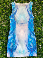 Forever New Blue Watercolour Print Sleeveless Dress — front