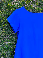 Jo Borkett Cobalt Blue Zip-Back Shift Dress — detail