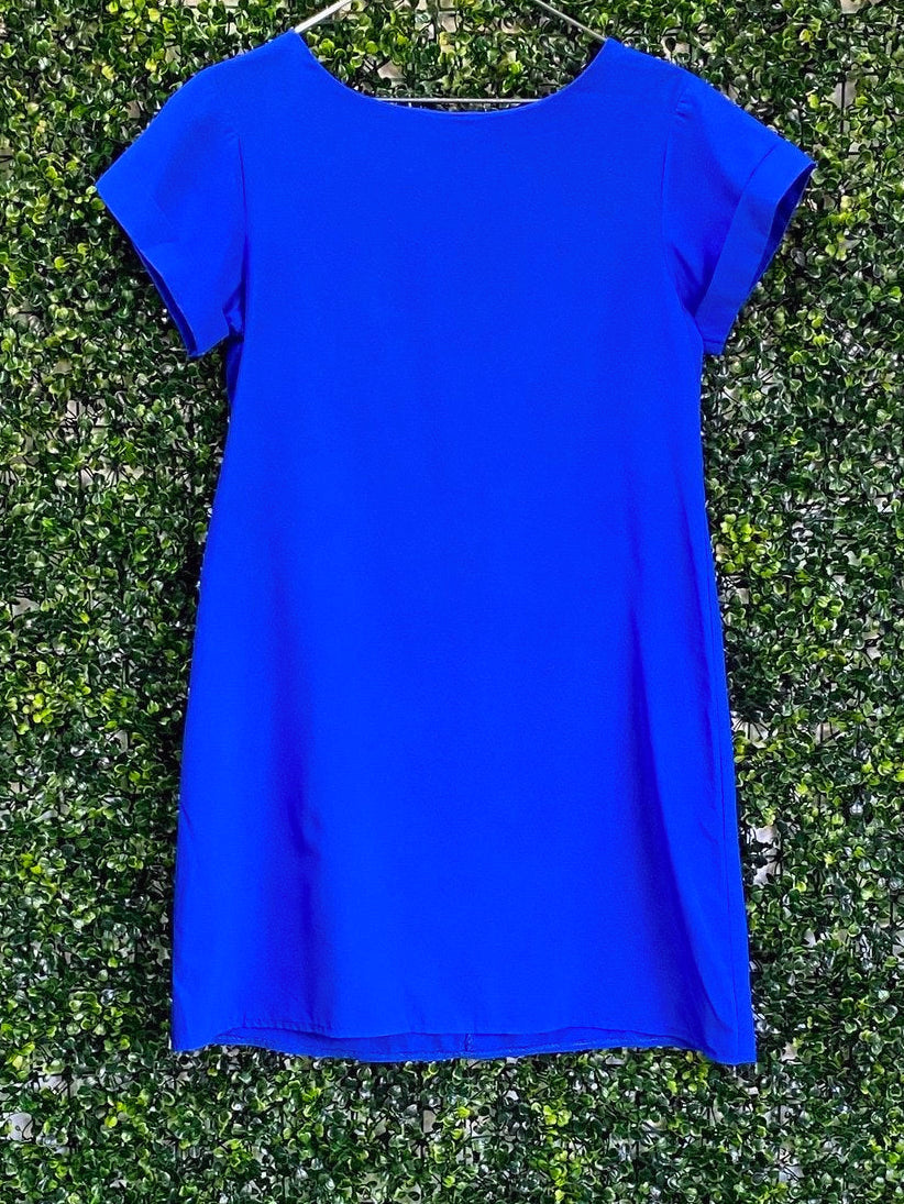 Jo Borkett Cobalt Blue Zip-Back Shift Dress — front