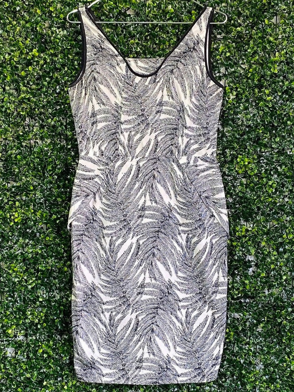 Country Road Ivory & Black Botanical-Print Sheath Dress — back