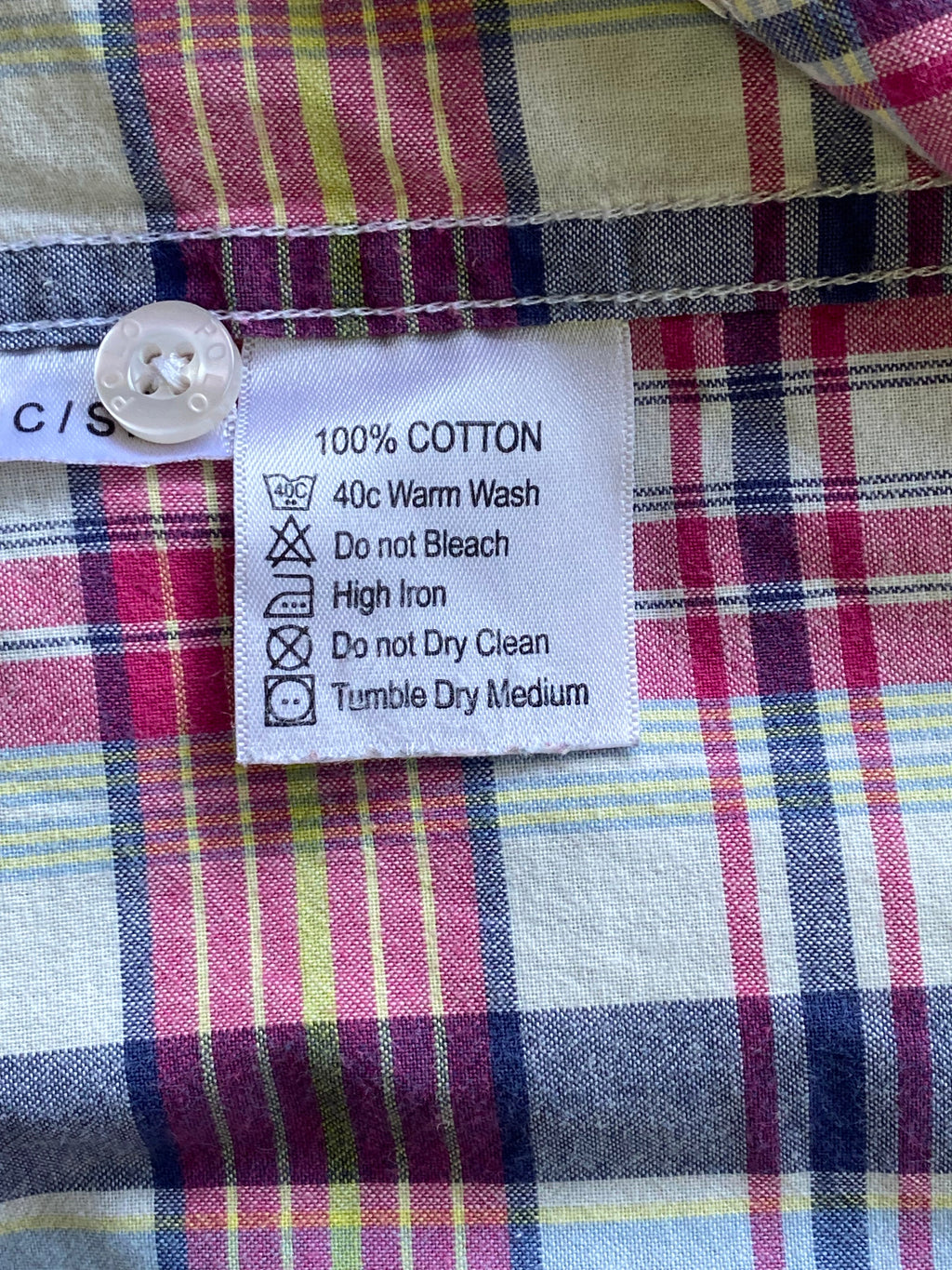 Polo Pink Multicolour Plaid Cotton Shirt — care