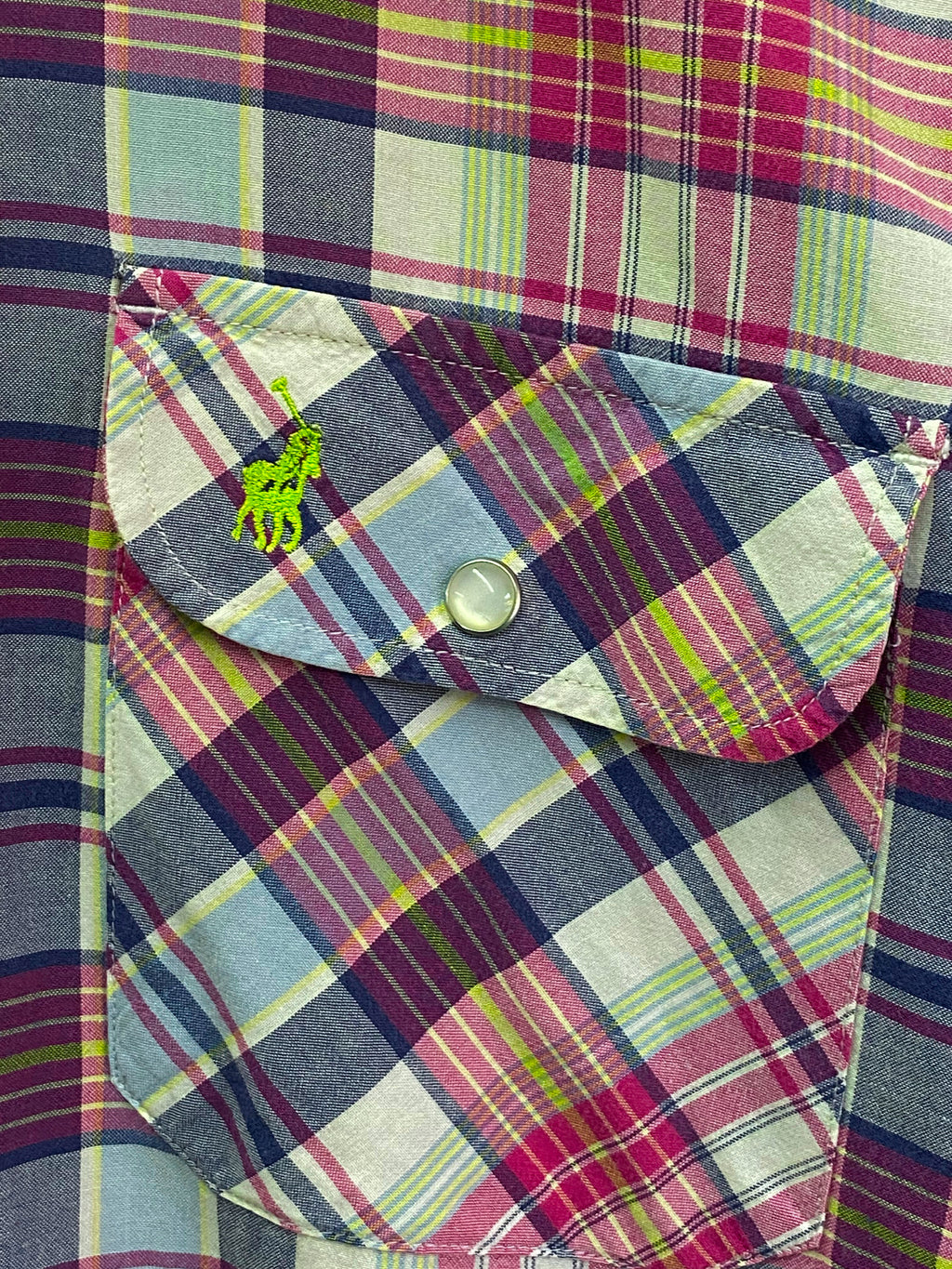 Polo Pink Multicolour Plaid Cotton Shirt — detail