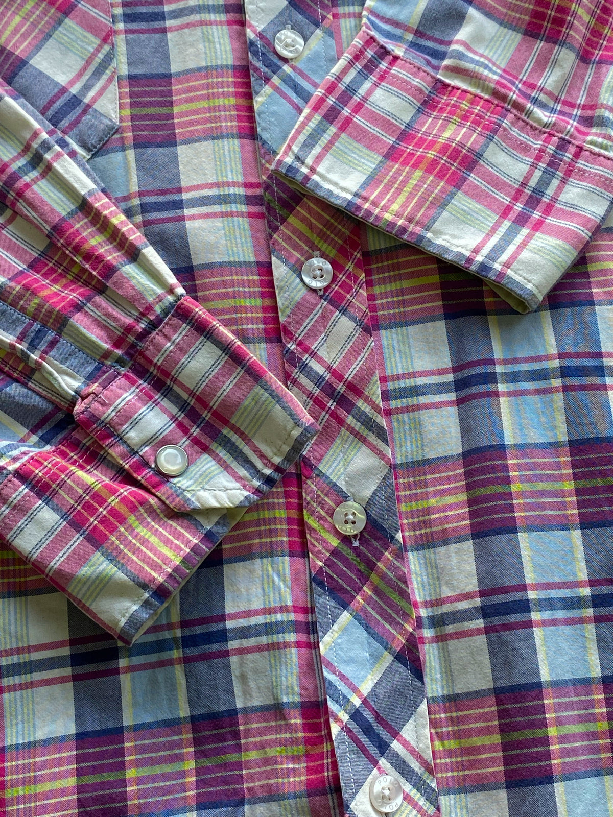 Polo Pink Multicolour Plaid Cotton Shirt — detail