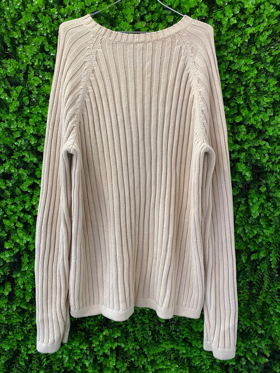 Cream Ribbed Cable Knit Pullover