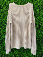 Cream Ribbed Cable Knit Pullover