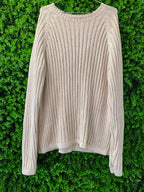 Cream Ribbed Cable Knit Pullover