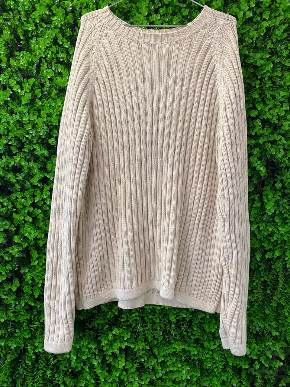 Cream Ribbed Cable Knit Pullover