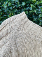 Cream Ribbed Cable Knit Pullover