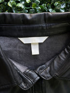 H&M Black Faux-Leather Button-Up Shirt — brand