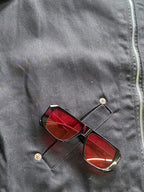 Thrift Rotate Black Cow-Print Collar Zip Jacket — detail