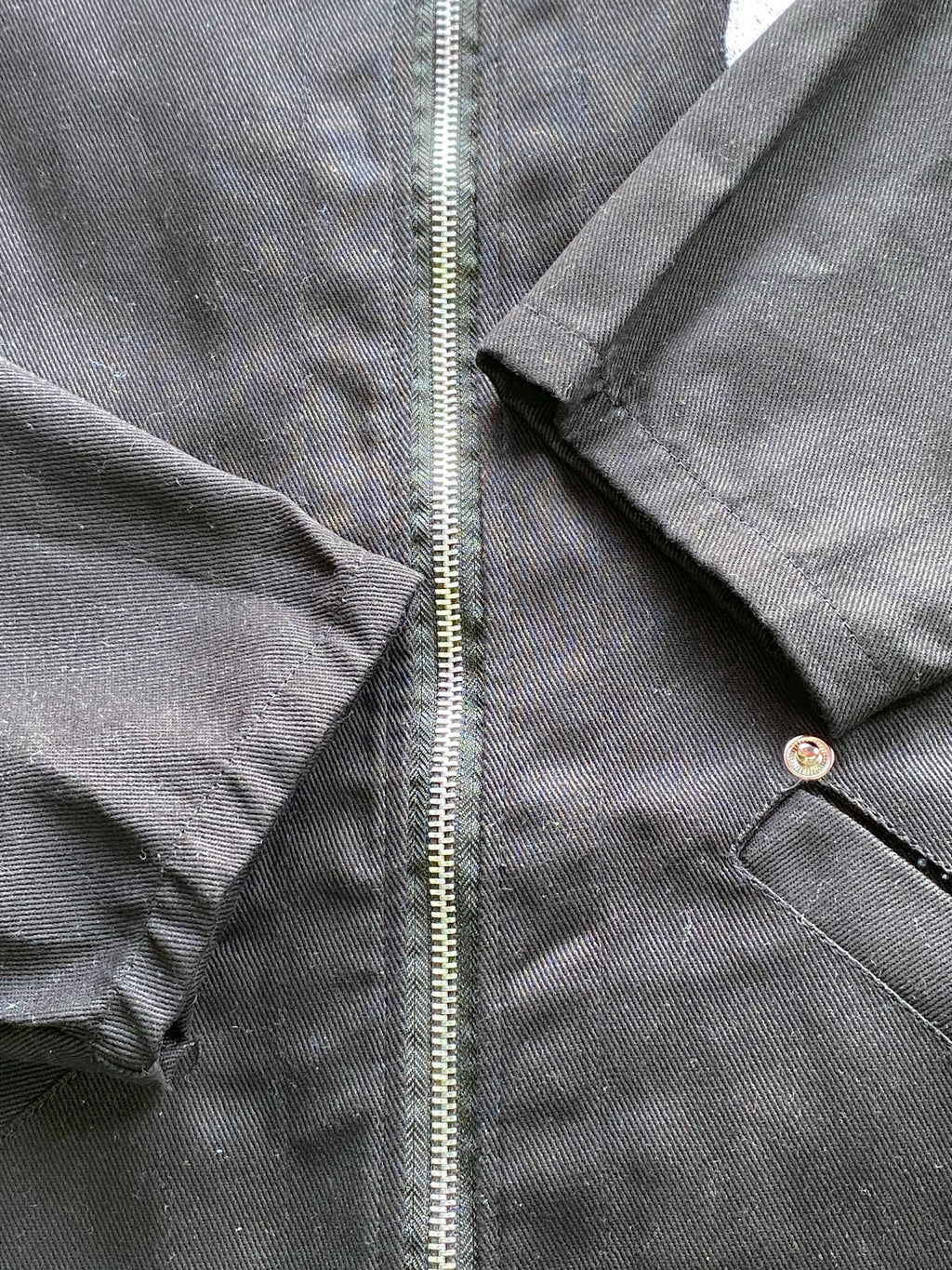 Thrift Rotate Black Cow-Print Collar Zip Jacket — detail