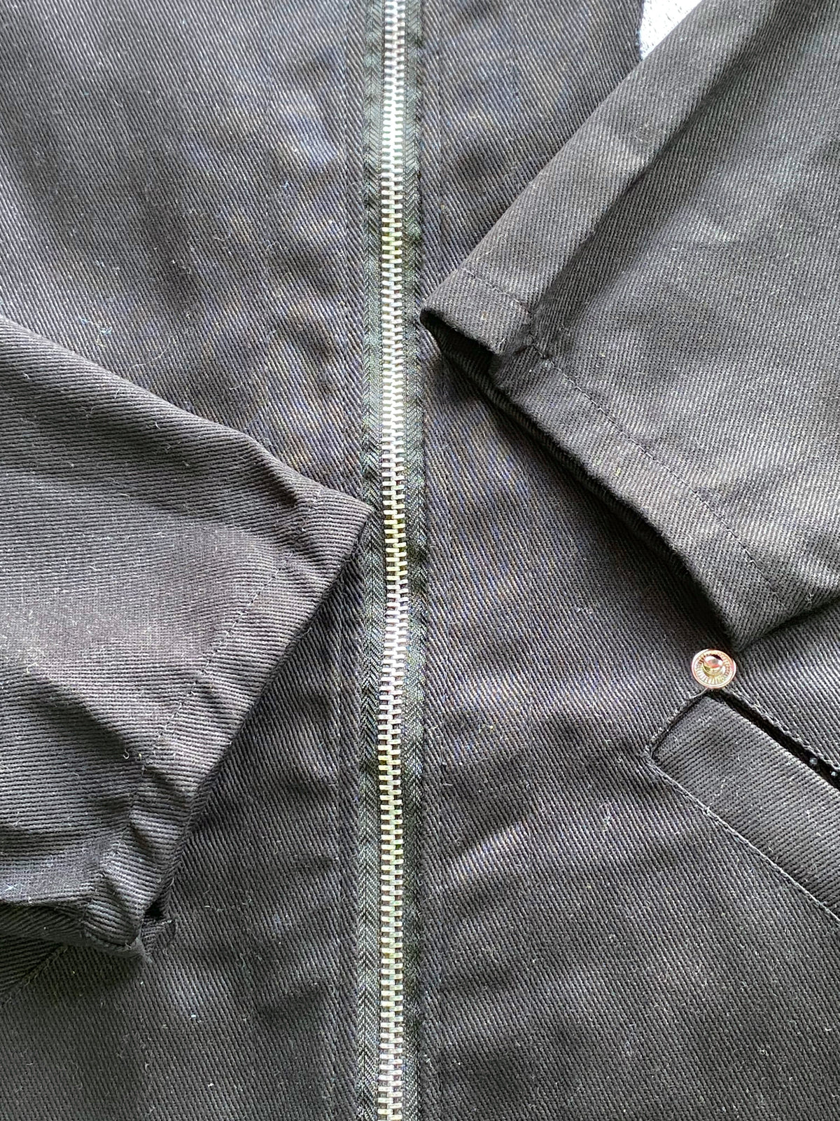 Thrift Rotate Black Cow-Print Collar Zip Jacket — detail
